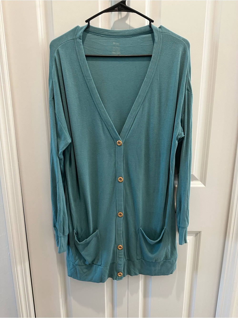 Kyte BABY Women’s Teal V-Neck Button Cardigan Bamboo Size L